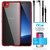 TBZ Transparent Hard Back with Soft Case Cover for Vivo Y71 with Earphone and Tempered Screen Guard - Red