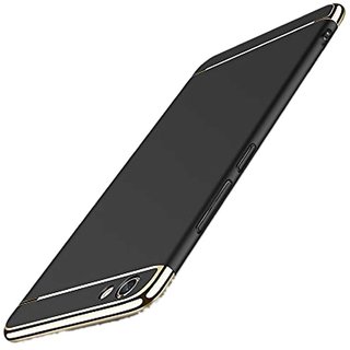 TBZ Ultra-thin 3 in 1 Anti-Scratch Anti-fingerprint Shockproof Electroplate Metal Texture Armor PC Hard Back Case Cover for Vivo Y71 -Black
