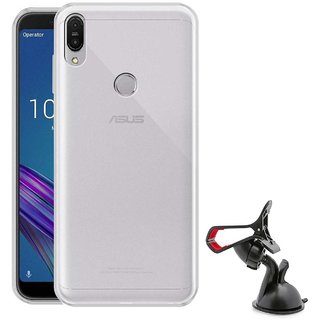 TBZ Transparent TPU Case Cover for Asus Zenfone Max (M1) ZB555KL with Mobile Car Mount Holder Stand