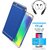 TBZ Ultra-thin 3 in 1 Shockproof Electroplate Metal Texture Hard Back Case Cover for Vivo Y71 with Bluetooth Headset and Tempered Screen Guard -Blue