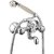 Oleanna Moon Brass Telephonic Wall Mixer with Crutch and Hand Shower Set Included (Rising Fitting | Quarter Turn | Form Flow) Chrome