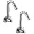 Oleanna Desire Brass Sink Tap With Wall Flange Sink Cock With Swivel Casted Spout Wall Mounted (Disc Fitting  Quarter Turn  Form Flow) Chrome - Pack Of 2 Nos