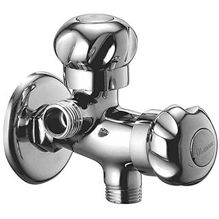 Oleanna Moon Brass 2 in 1 Angle Valve with Wall Flange 2-Way Agular Stop Cock (Rising Fitting  Quarter Turn) Chrome