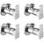 Oleanna Global Brass Angle Valve With Wall Flange Agular Cock (Disc Fitting | Quarter Turn) Chrome - Pack Of 4 Nos