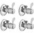 Oleanna Magic Brass Angle Valve With Wall Flange Agular Cock (Disc Fitting | Quarter Turn) Chrome - Pack Of 4 Nos