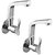 Oleanna Angel Brass Sink Tap With Wall Flange Sink Cock With Swivel Casted Spout Wall Mounted (Disc Fitting | Quarter Turn | Form Flow) Chrome - Pack Of 2 Nos