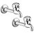 Oleanna Moon Brass Long Body Bib Tap With Wall Flange (Rising Fitting | Quarter Turn) Chrome - Pack Of 2 Nos