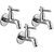 Oleanna Fancy Brass Bib Tap With Wall Flange (Disc Fitting | Quarter Turn | Form Flow) Chrome - Pack Of 3 Nos