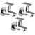 Oleanna Global Brass Bib Tap With Wall Flange (Disc Fitting | Quarter Turn | Form Flow) Chrome - Pack Of 3 Nos