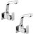 Oleanna Kubix Brass Sink Tap With Wall Flange Sink Cock With Swivel Casted Spout Wall Mounted (Disc Fitting | Quarter Turn | Form Flow) Chrome - Pack Of 2 Nos