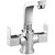 Oleanna Square Brass Center Hole Basin Mixer With 450Mm Flexible Hose And Hot & Cold Water Feature (Disc Fitting | Quarter Turn | Form Flow) Chrome