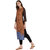 Janasya Women's Brown Crepe Straight Floral Print Kurta