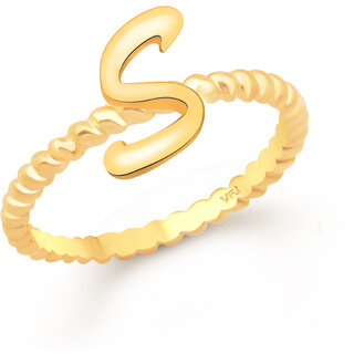 Vighnaharta Stylish Spiral Ring Shank S Letter Gold Plated Alloy Finger Ring for Women and Girls - VFJ1312FRG8