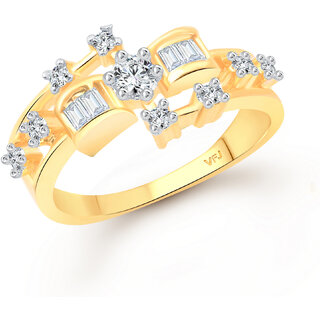                       Vighnaharta Tapered Diamond CZ Gold and Rhodium Plated Alloy Finger Ring for Women and Girls - VFJ1342FRG8                                              