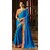 Royal Blue Colored Silk Embroidered Blouse With Border Work Saree