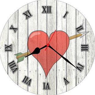 3d white heart1 wall clock