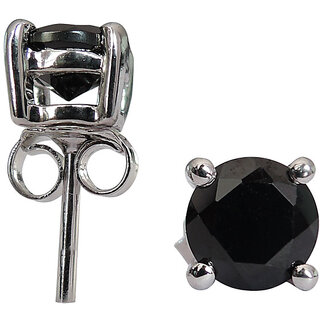                       2.16 CTS, 6mm Round Shape Genuine Black Spinel .925 Sterling Silver Earrings                                              