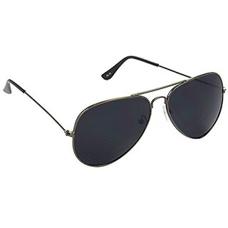 Hrinkar Black Mirrored Aviator Unisex Sunglasses