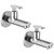 Oleanna Metroo Brass Long Nose Bib Cock With Wall Flange Long Body Tap (Disc Fitting | Quarter Turn | Form Flow) Chrome - Pack Of 2 Nos