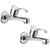 Oleanna Angel Brass Long Nose Bib Cock With Wall Flange Long Body Tap (Disc Fitting | Quarter Turn | Form Flow) Chrome - Pack Of 2 Nos