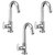 Oleanna Metroo Brass Swan Neck Pillar Tap With Swivel Spout For Sink And Basin Kitchen And Bathroom (Disc Fitting | Quarter Turn | Form Flow) Chrome - Pack Of 3 Nos