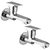 Oleanna Global Brass Long Nose Bib Cock With Wall Flange Long Body Tap (Disc Fitting | Quarter Turn | Form Flow) Chrome - Pack Of 2 Nos