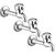 Oleanna Moon Brass Long Body Bib Tap With Wall Flange (Rising Fitting  Quarter Turn) Chrome - Pack Of 3 Nos