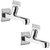 Oleanna Melody Brass Long Nose Bib Cock With Wall Flange Long Body Tap (Disc Fitting  Quarter Turn  Form Flow) Chrome - Pack Of 2 Nos
