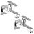 Oleanna Speed Brass Long Nose Bib Cock With Wall Flange Long Body Tap (Disc Fitting  Quarter Turn  Form Flow) Chrome - Pack Of 2 Nos