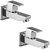 Oleanna Square Brass Long Nose Bib Cock With Wall Flange Long Body Tap (Disc Fitting  Quarter Turn  Form Flow) Chrome - Pack Of 2 Nos