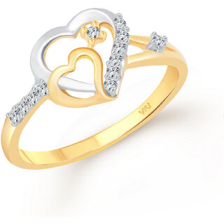 Vighnaharta Cohesion Heart CZ Gold and Rhodium Plated Alloy Finger Ring for Women and Girls - VFJ01324FRG8