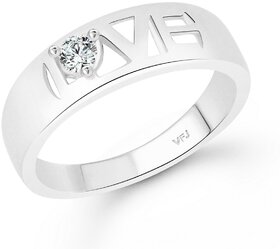 Vighnaharta Valentine Love Band CZ Rhodium Plated Alloy Finger Ring for Women and Girls - VFJ01348FRR8