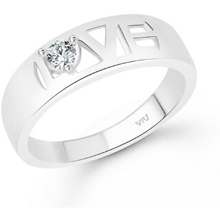 Vighnaharta Valentine Love Band CZ Rhodium Plated Alloy Finger Ring for Women and Girls - VFJ01348FRR8