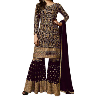 Buy Salwar Soul Drashti Dhami Purple Georgette Sharara Style Palazzo Suit Online 2399 from ShopClues