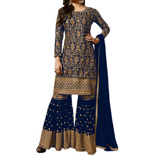 Buy Salwar Soul Drashti Dhami Blue Georgette Sharara Style Palazzo Suit Online 2399 from ShopClues