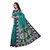 Fabwomen Sarees Kalamkari Green And Blue  Coloured Art Silk Fashion Party Wear Women's Saree/Sari With Blouse Piece.