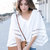 Aashish Fabrics - White Bell Sleeves Net Style Women Crepe Top