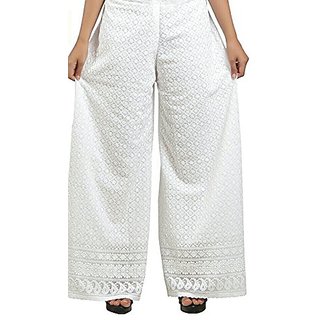 white chikankari palazzo pants