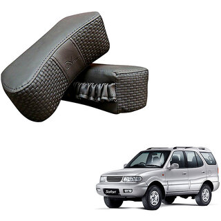 Auto Addict CV Designer Gray Neck Leatherite Car Pillow Cushion 2 Pcs for Tata Safari Grand Dicor