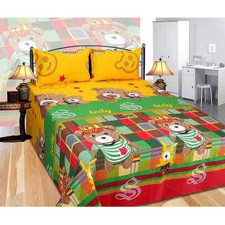 Style Maniac Cartoon Printed Double Bed Casement Bedsheet With 2 Pillow Covers