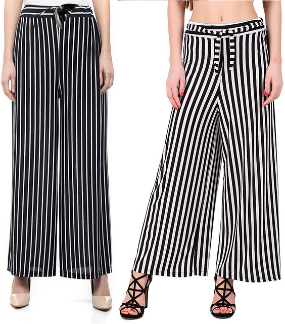 Trendy Printed Crepe Palazzo/Trouser Combo Pack of 2 from Shop91