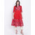 Varkha Fashion Women's Red Block Print Cotton Stitched Kurti