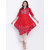 Varkha Fashion Women's Red Block Print Cotton Stitched Kurti