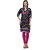 Varkha Fashion Women's Purple Block Print Cotton Stitched Kurti