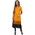 Varkha Fashion Women's Yellow Block Print Cotton Stitched Kurti