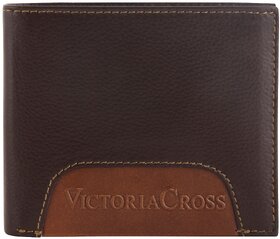 Mens Leather Wallet (2 Tone Brown) By Victoria Cross