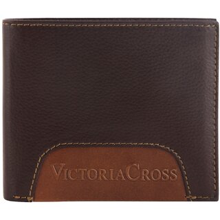 Mens Leather Wallet (2 Tone Brown) By Victoria Cross