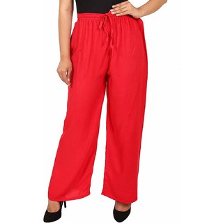                       Causal Daily wear red colour of palazzo pant and trousers for women                                              