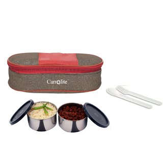 Carrolite Easy Carry  Mattee 2 Black Container Lunchbox  RedBro
