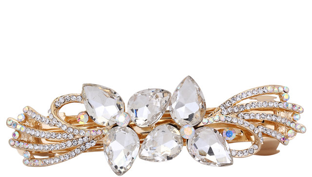 Buy Yashasvi Designer Golden Brass Superb Studded Back Hair Clip
